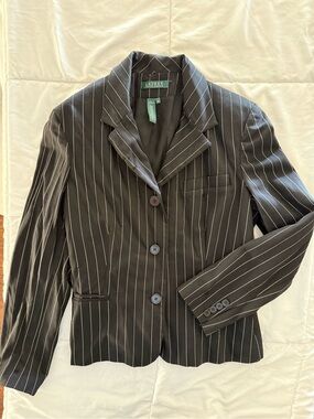 Ralph Lauren Black Pinstripe Tailored Blazer